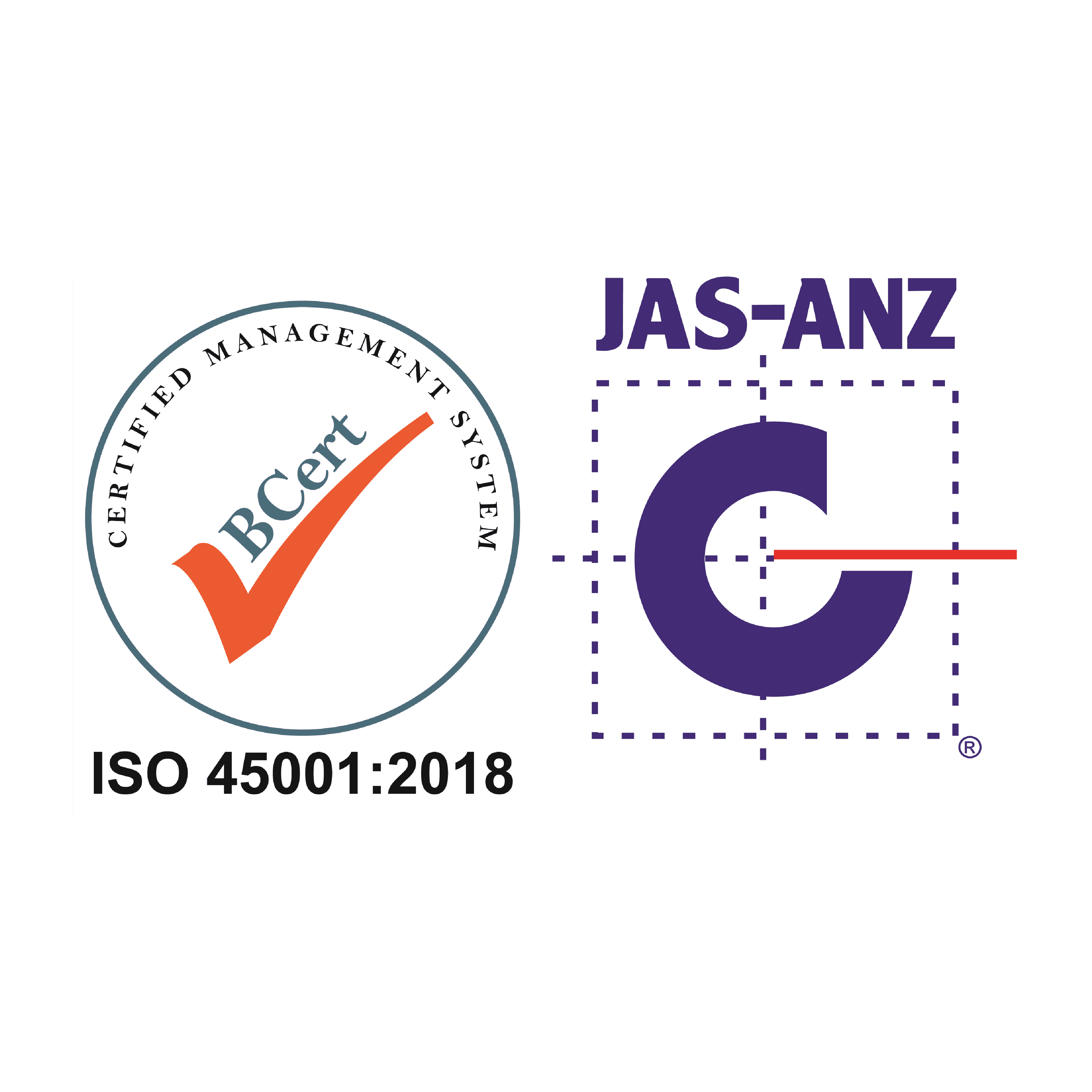 ISO 45001:2018 Occupational Health and Safety certification badge